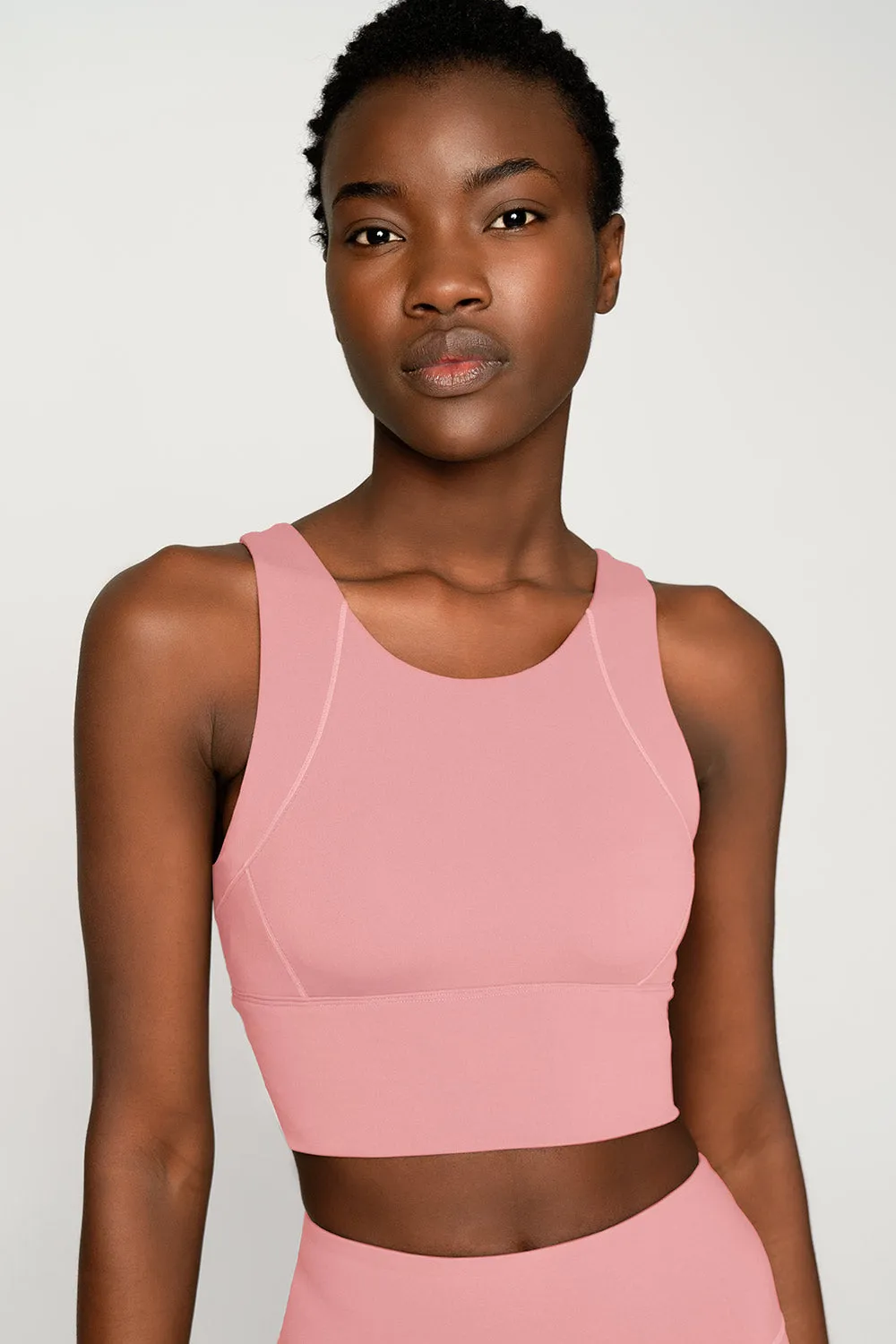 4 for $54 - Dusty Pink Kelly Long Line Full Coverage Padded Sports Bra - Women