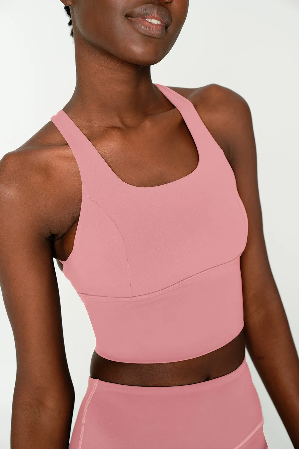 4 for $54 - Dusty Pink Kelly Multi-Strap Back Long Line Padded Sports Bra - Women