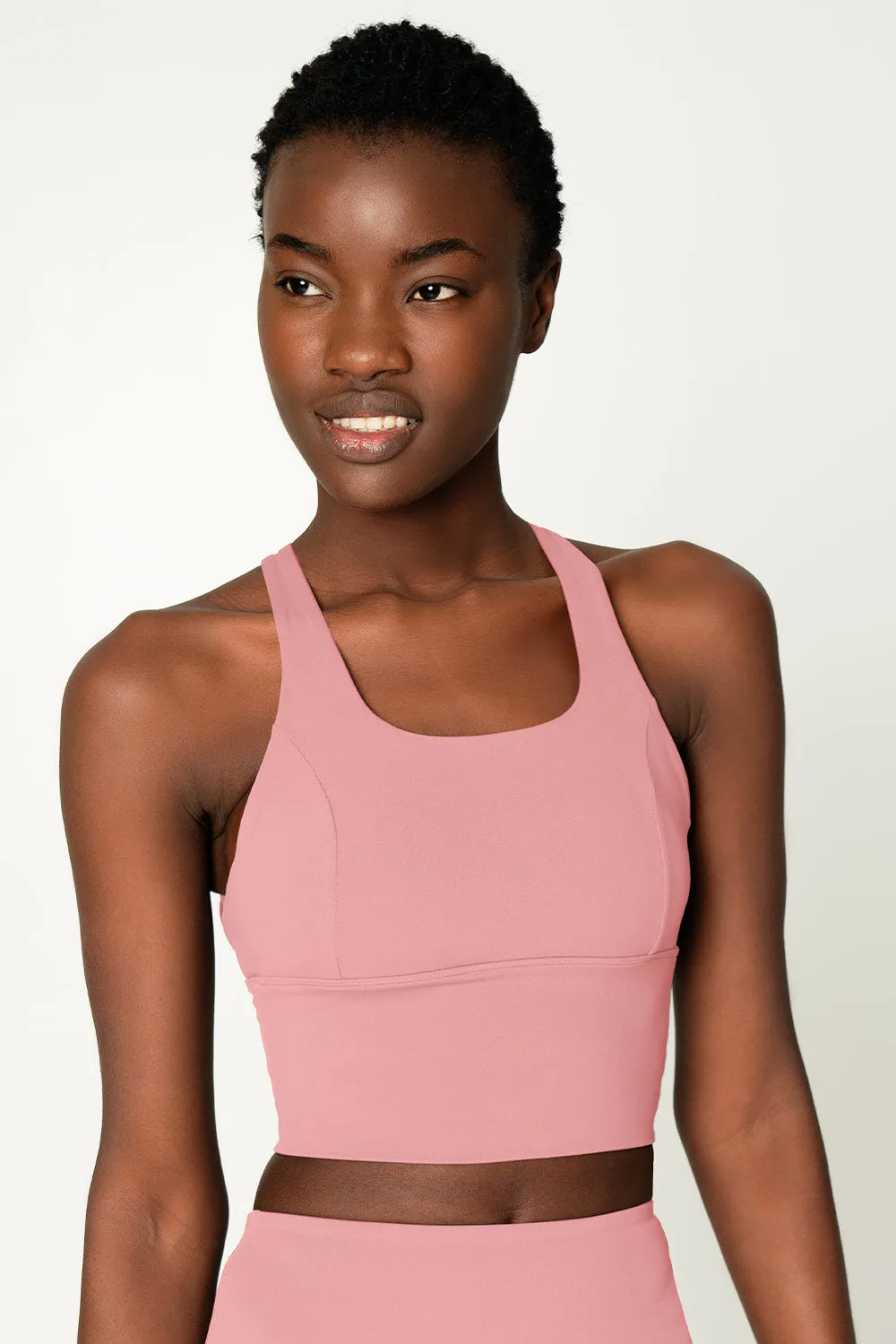 4 for $54 - Dusty Pink Kelly Multi-Strap Back Long Line Padded Sports Bra - Women