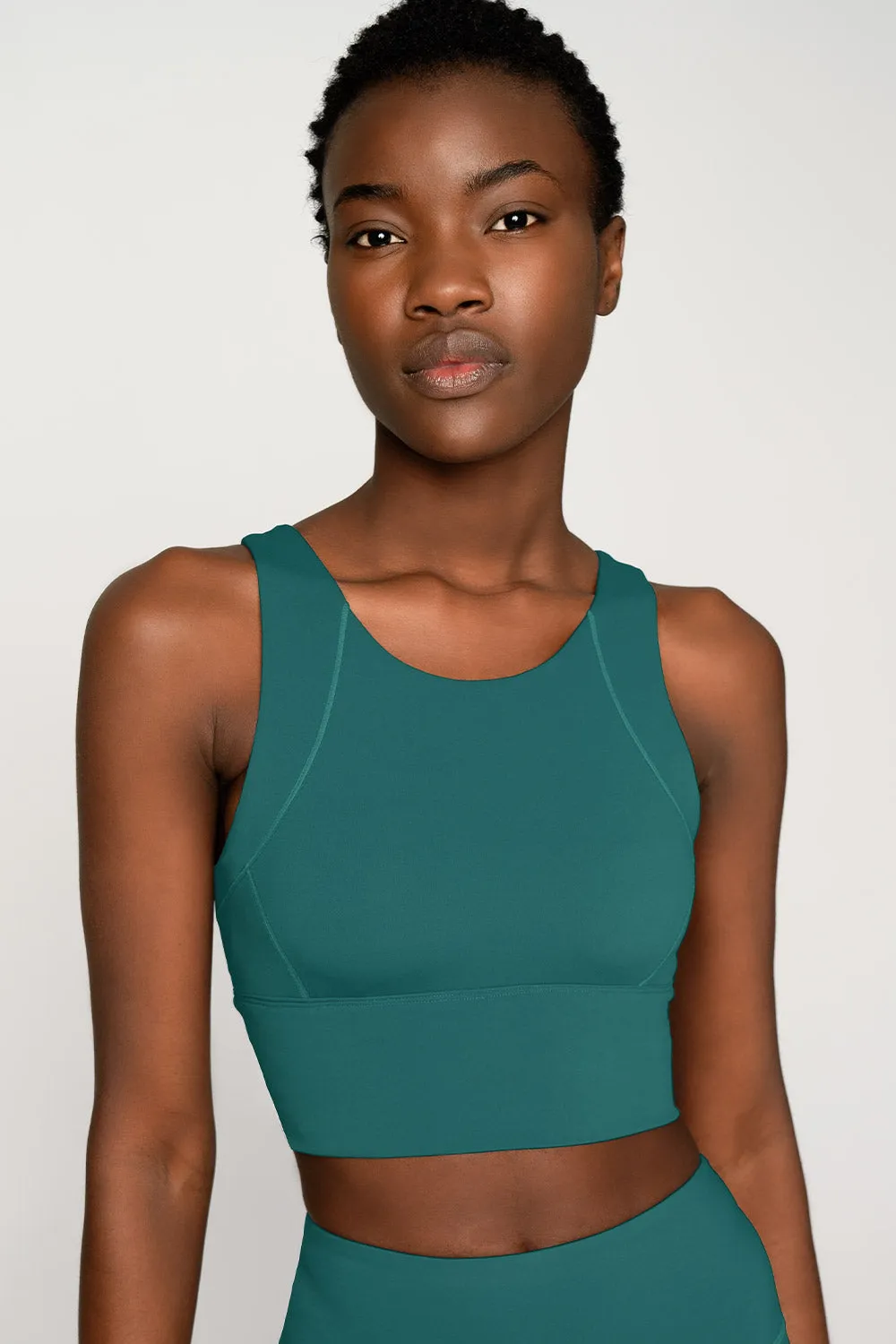 4 for $54 - Emerald Green Kelly Long Line Full Coverage Padded Sports Bra - Women