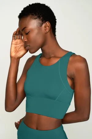 4 for $54 - Emerald Green Kelly Long Line Full Coverage Padded Sports Bra - Women