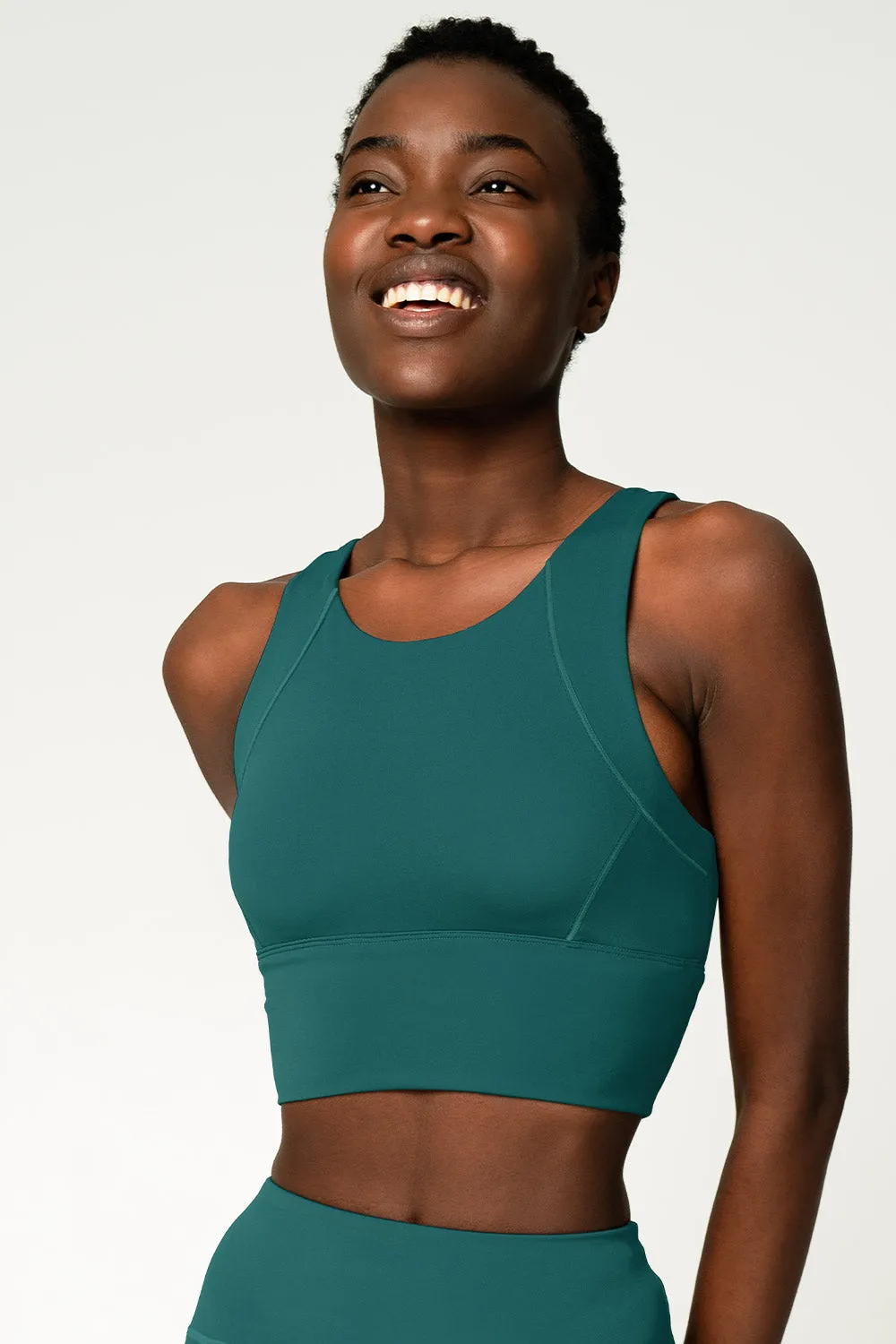 4 for $54 - Emerald Green Kelly Long Line Full Coverage Padded Sports Bra - Women