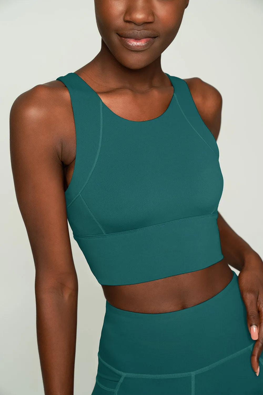 4 for $54 - Emerald Green Kelly Long Line Full Coverage Padded Sports Bra - Women