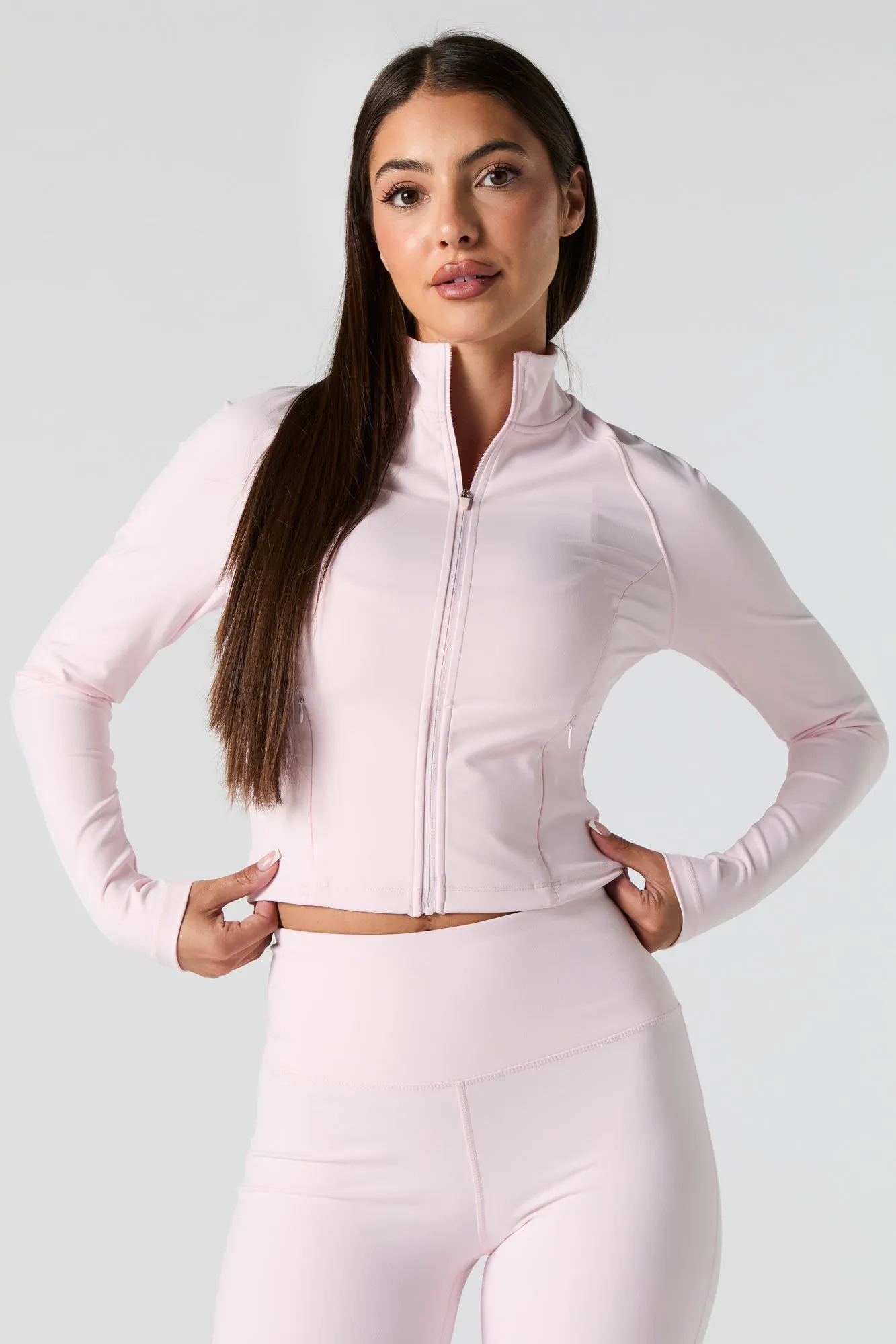 Active Mock Zip-Up Long Sleeve Top