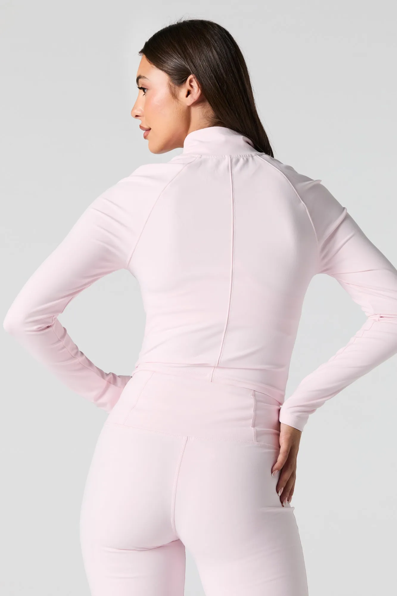 Active Mock Zip-Up Long Sleeve Top