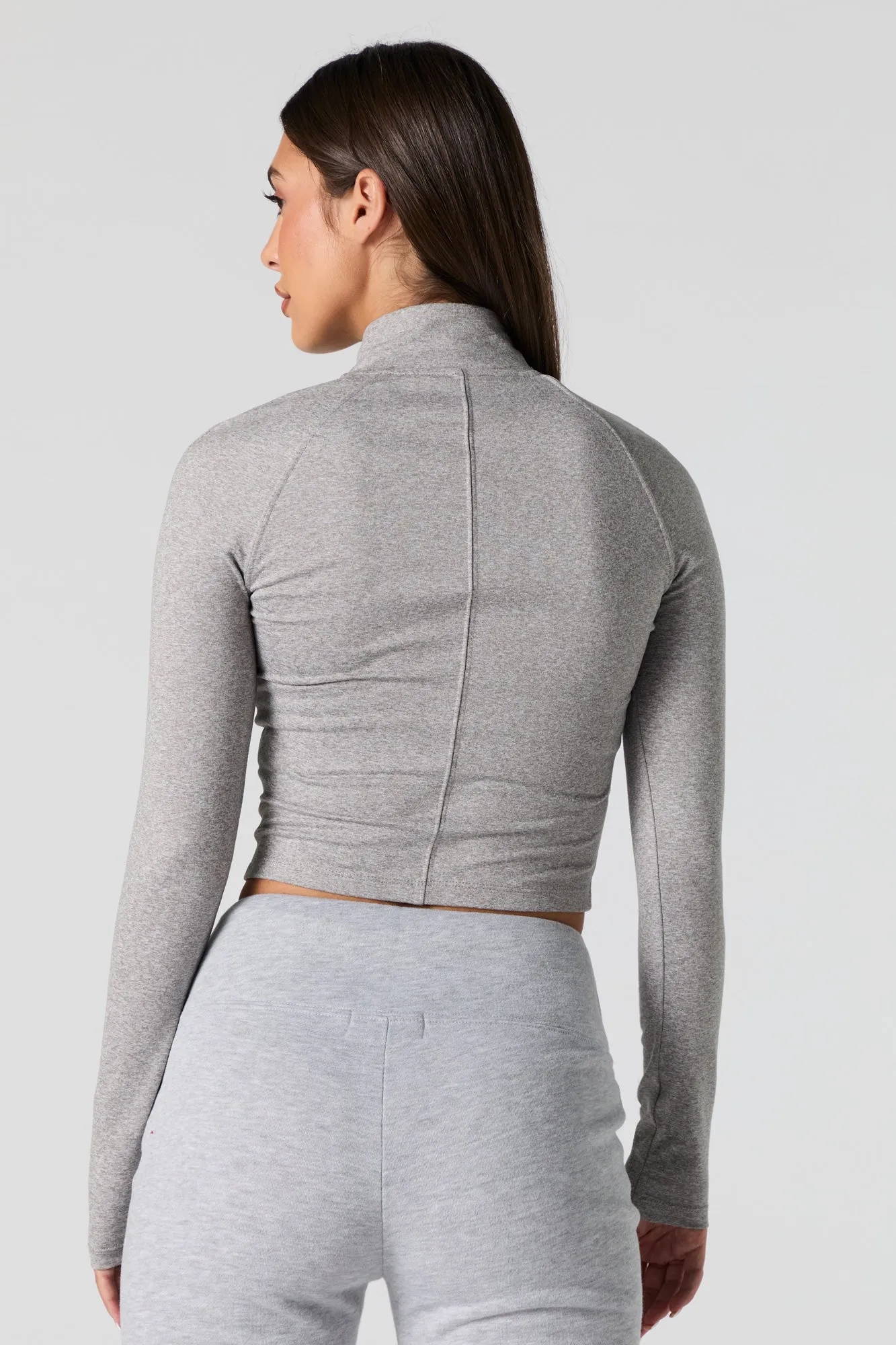 Active Mock Zip-Up Long Sleeve Top