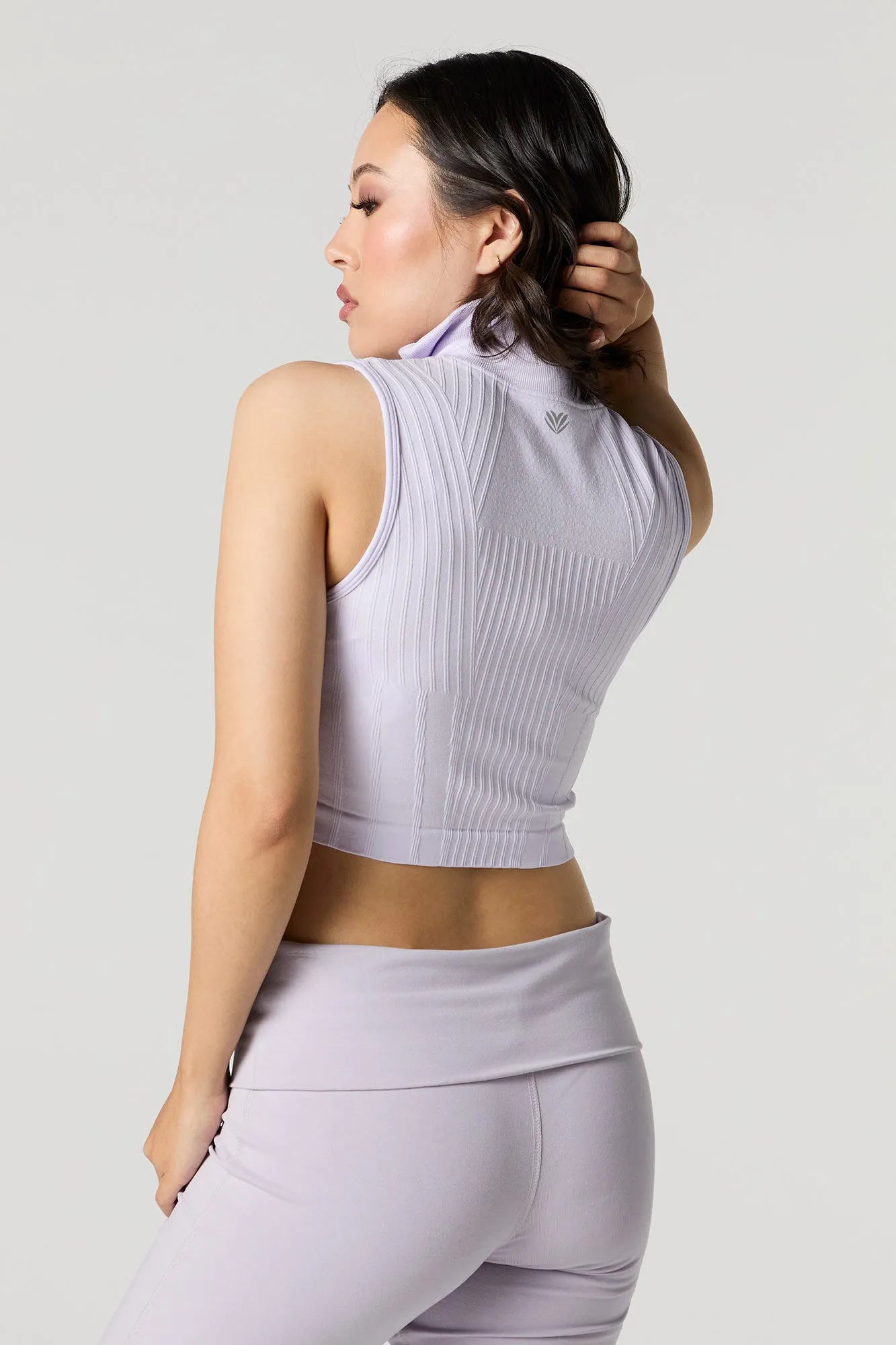 Active Seamless Ribbed Half Zip Cropped Tank