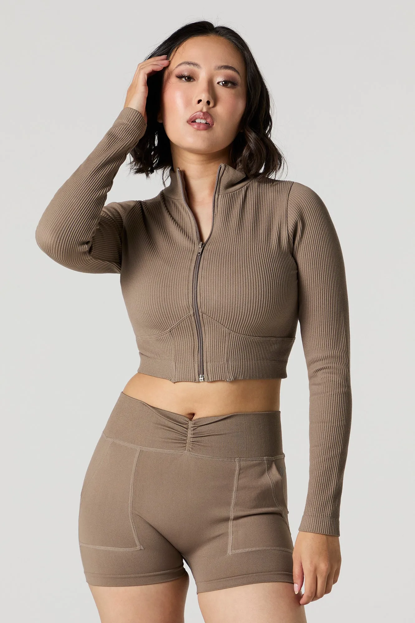 Active Seamless Ribbed Long Sleeve Crop Top