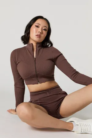 Active Seamless Ribbed Long Sleeve Crop Top