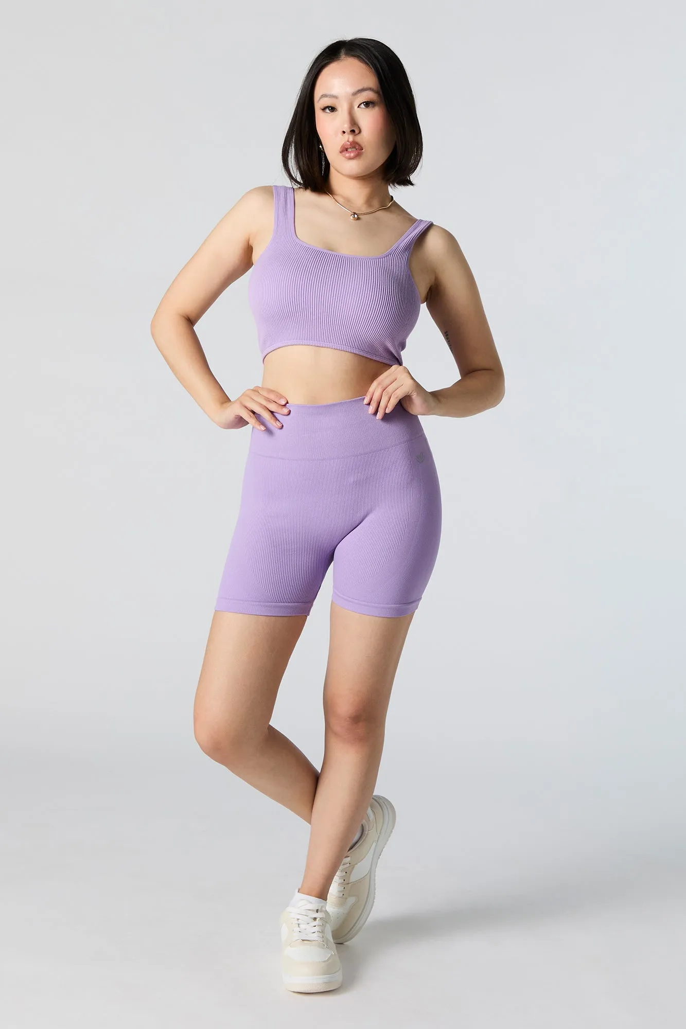 Active Seamless Ribbed Square Neck Tank