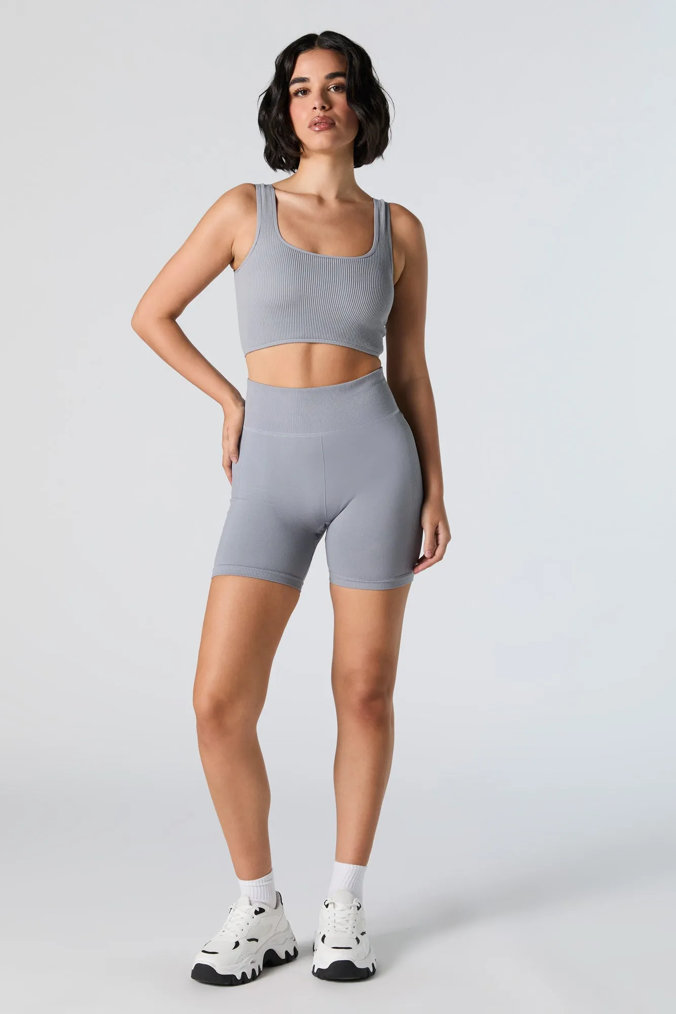 Active Seamless Ribbed Square Neck Tank