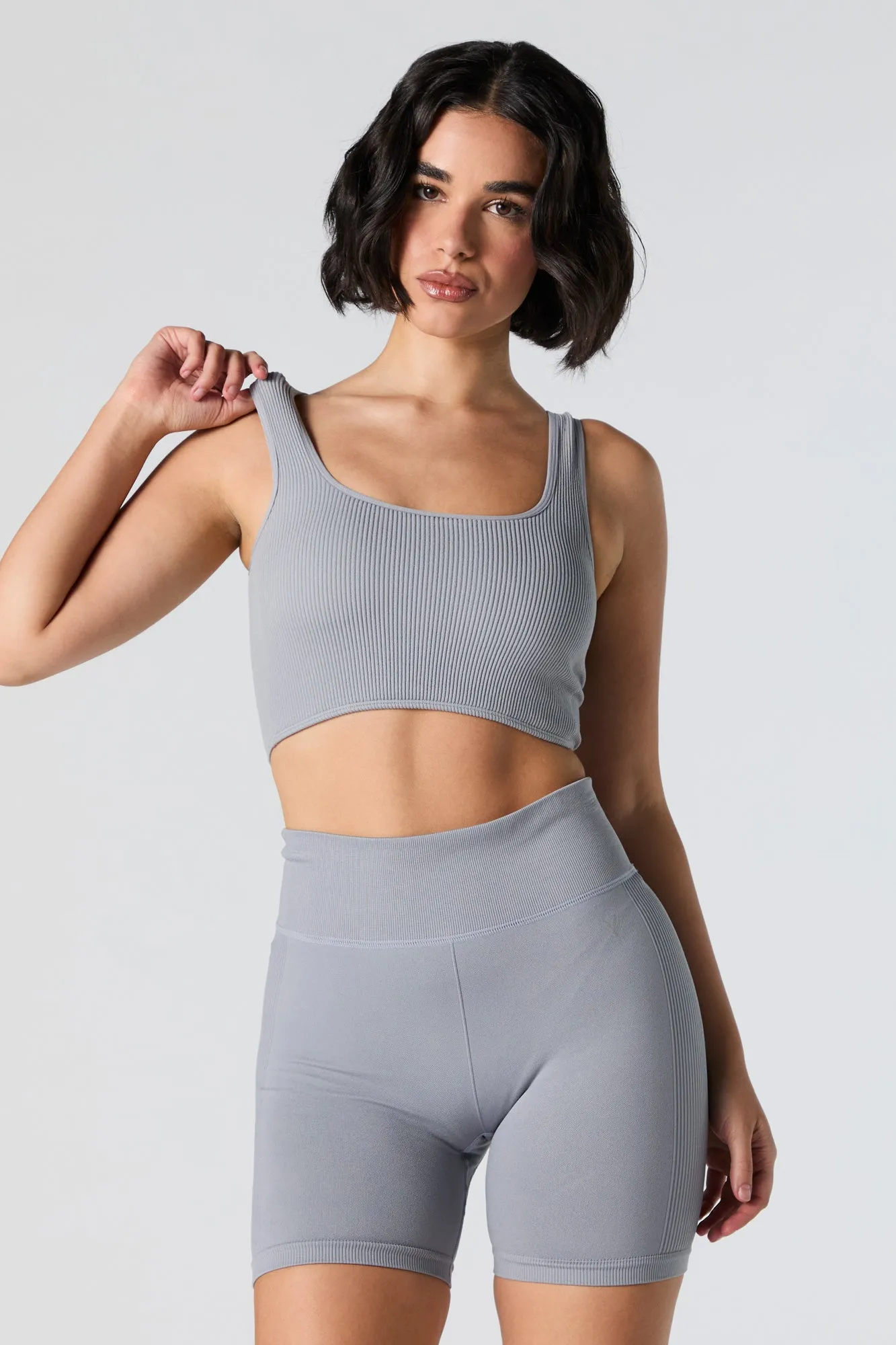 Active Seamless Ribbed Square Neck Tank