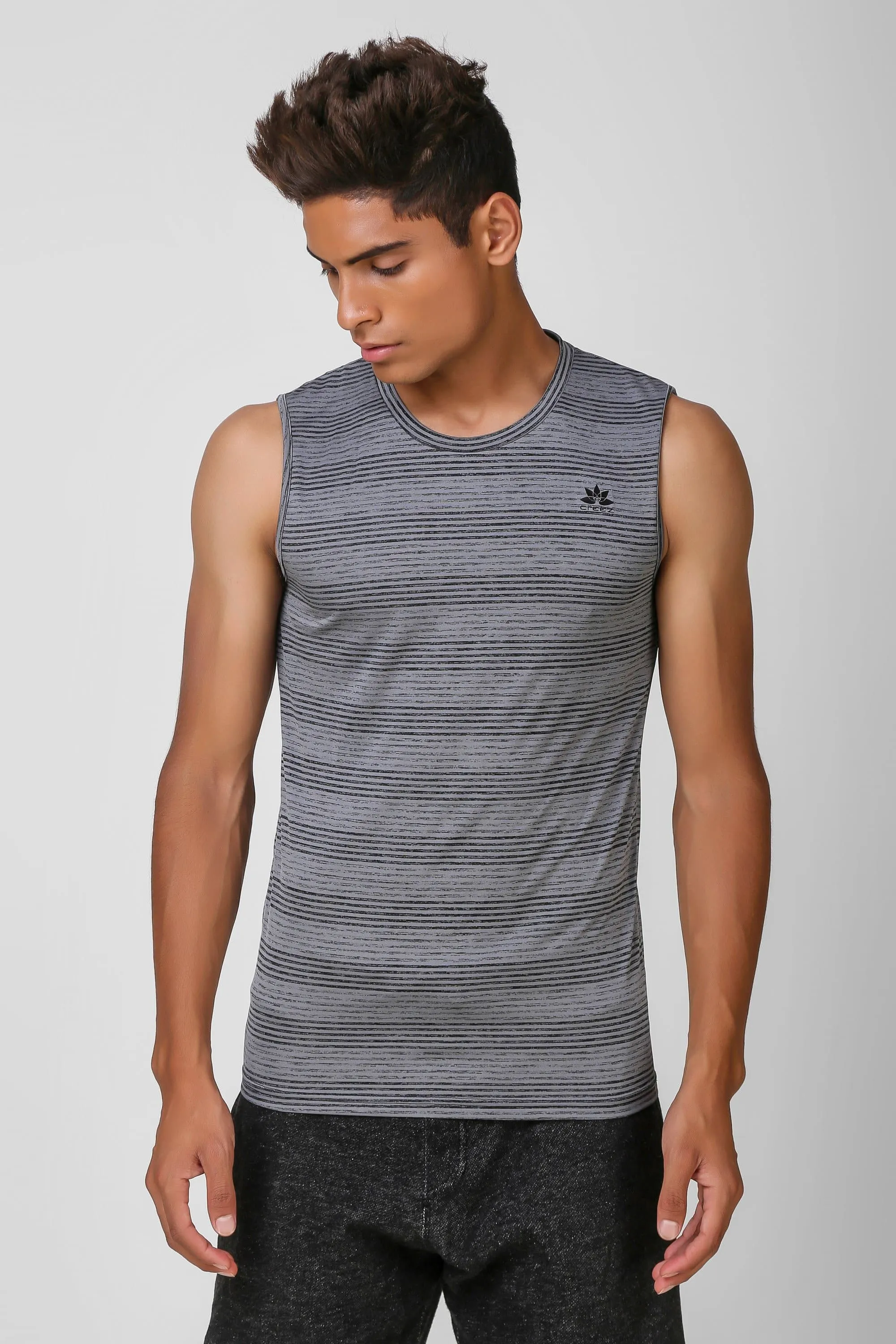 Active Striped Sleeveless Tshirt