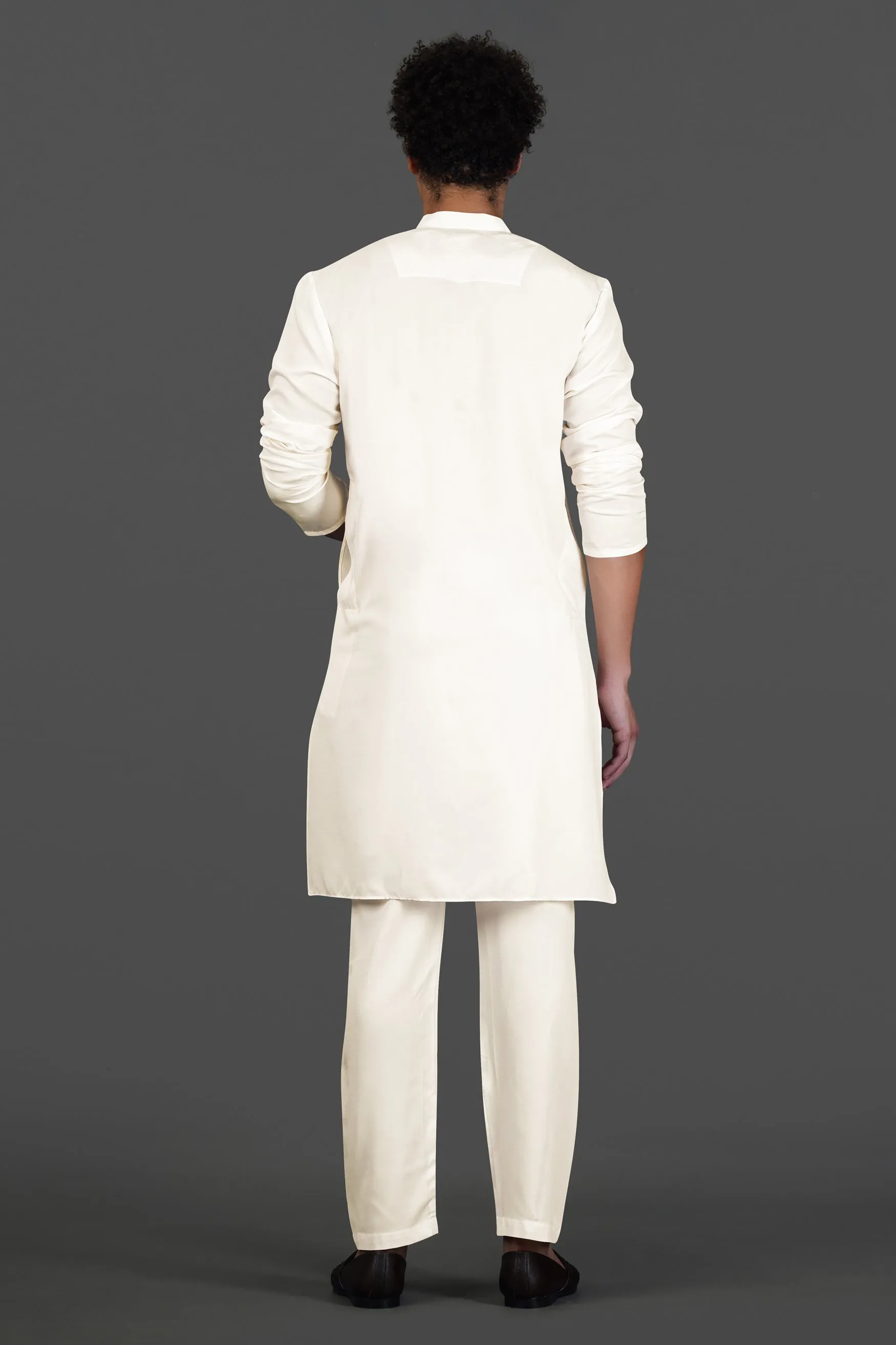 Albescent Cream Subtle Sheen Viscose Kurta Set