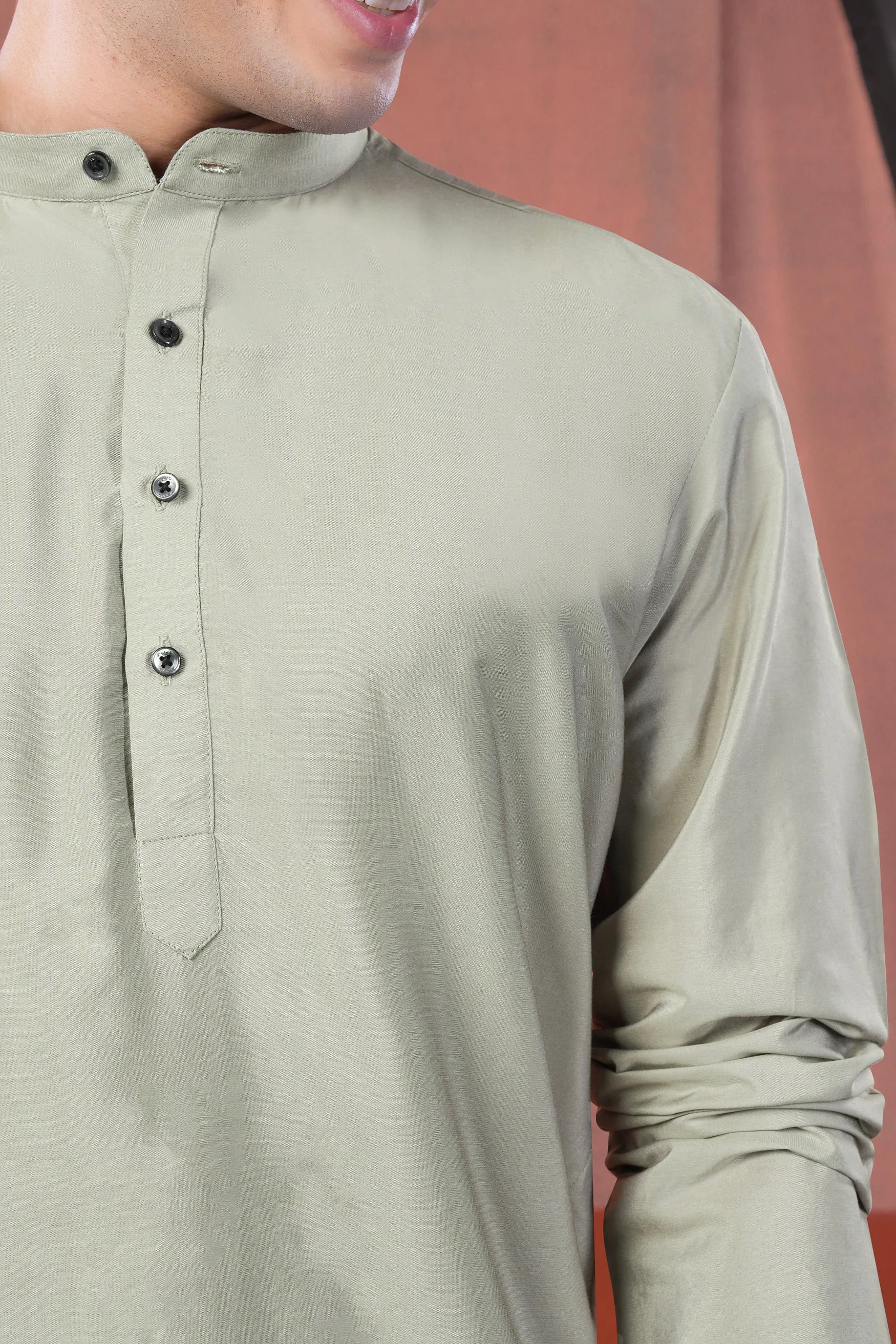 Artichoke Gray Subtle Sheen Viscose Kurta Set