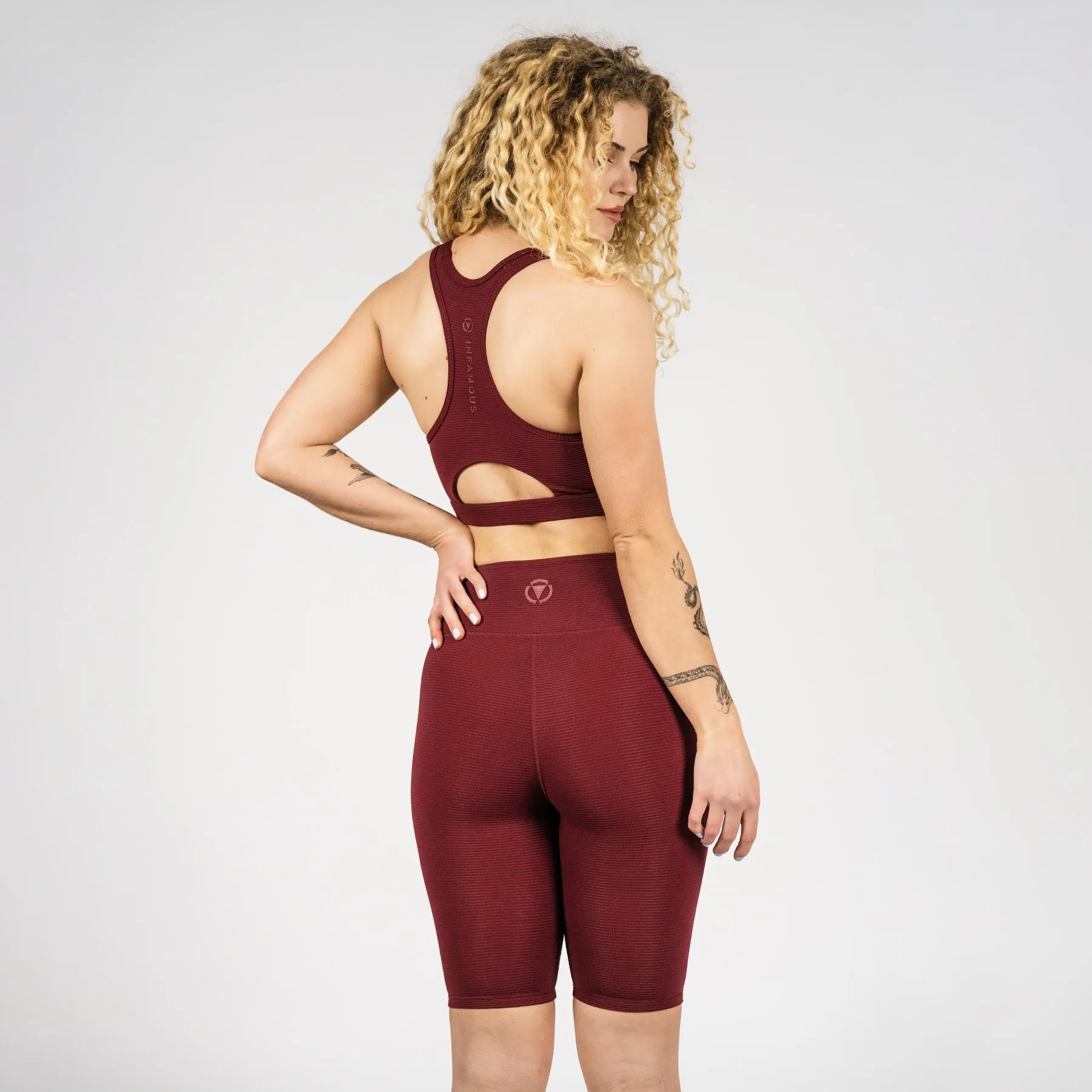 Ashy Active Crop Final Sale - Red Wine Ribbed