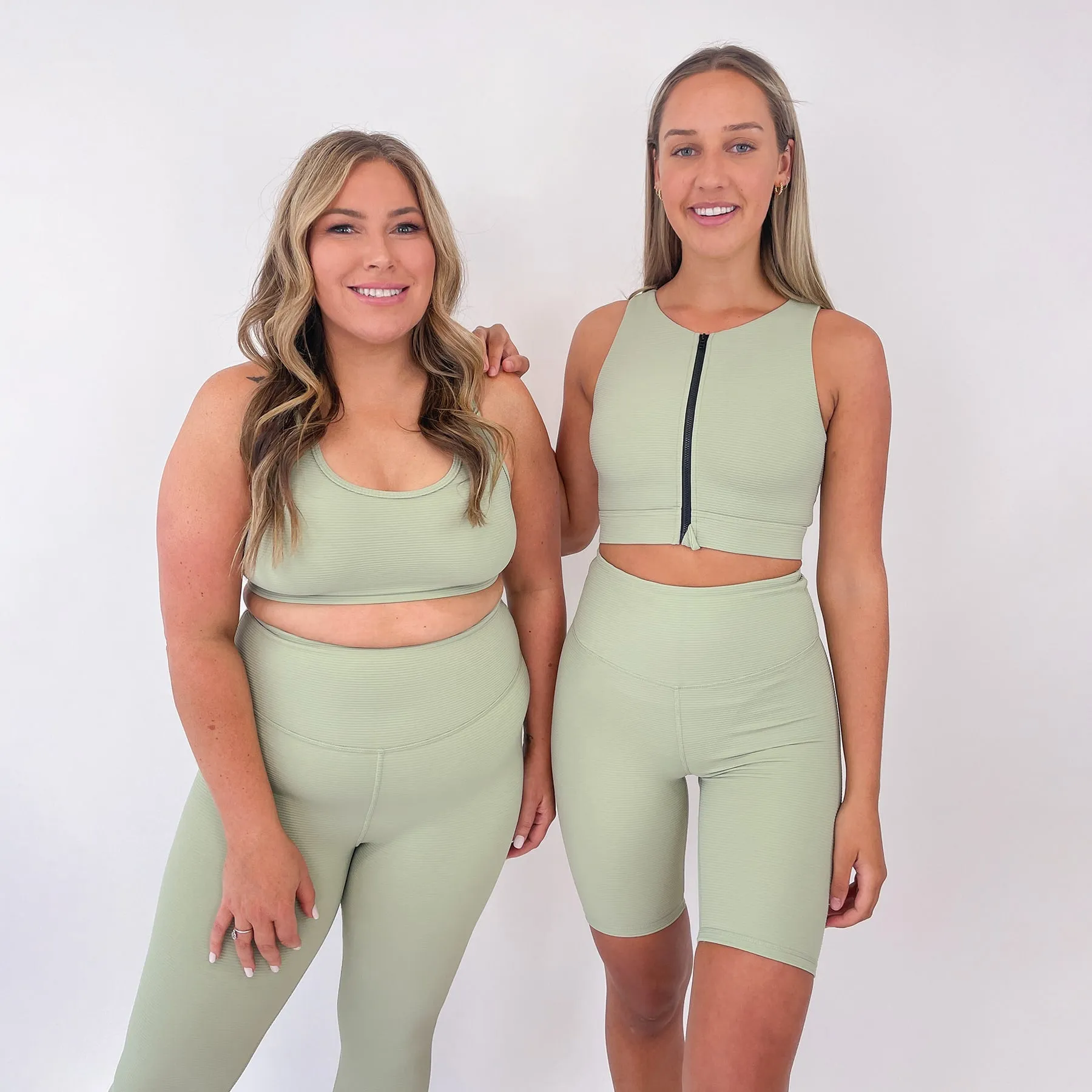 Ashy Active Crop Final Sale - Sage Green Ribbed