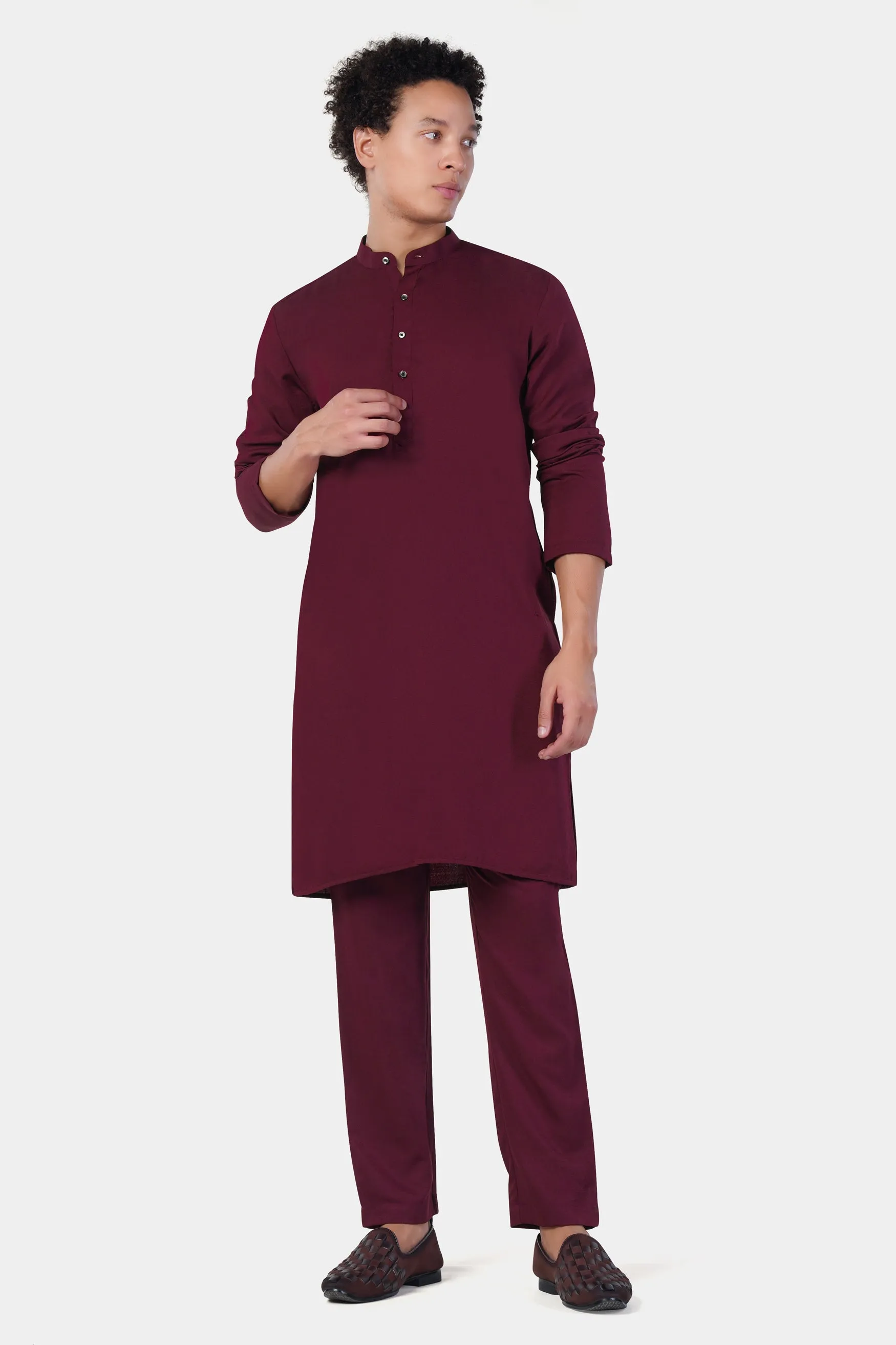 Aubergine Maroon Subtle Sheen Viscose Kurta Set