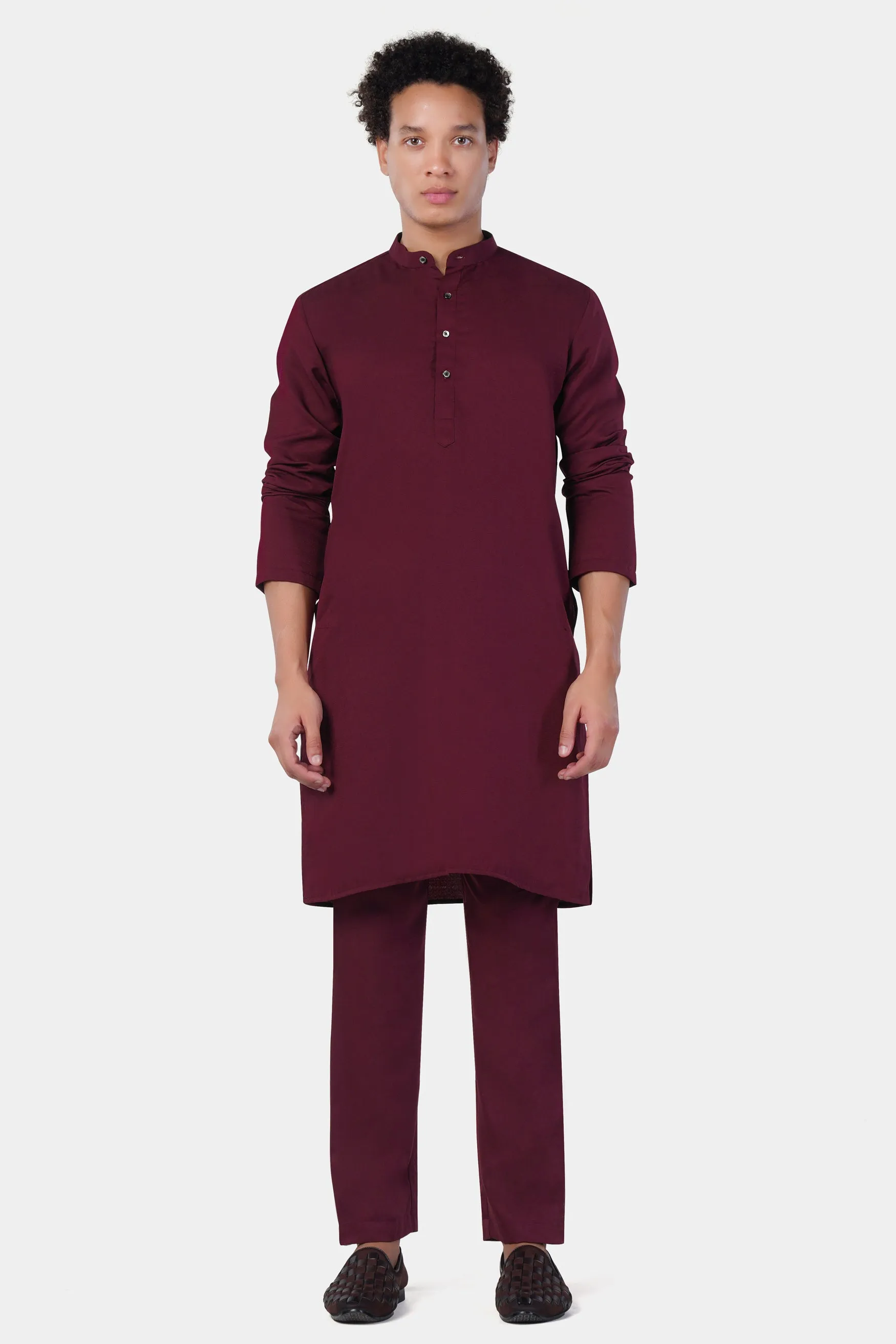 Aubergine Maroon Subtle Sheen Viscose Kurta Set