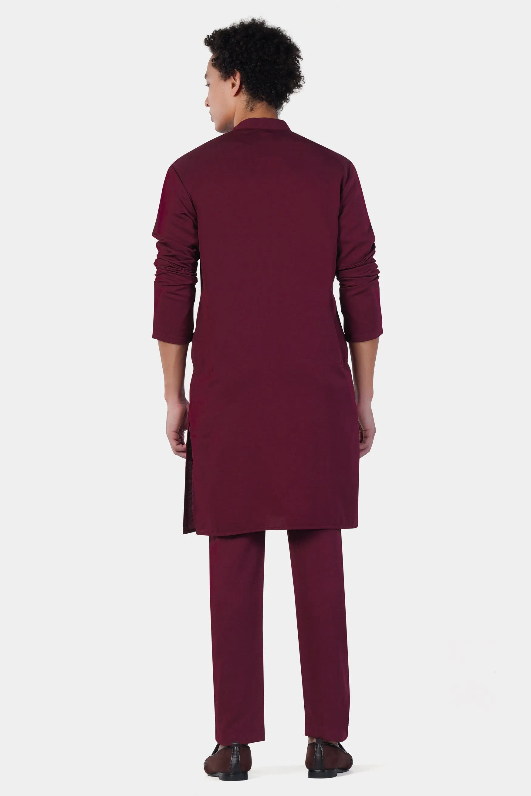 Aubergine Maroon Subtle Sheen Viscose Kurta Set