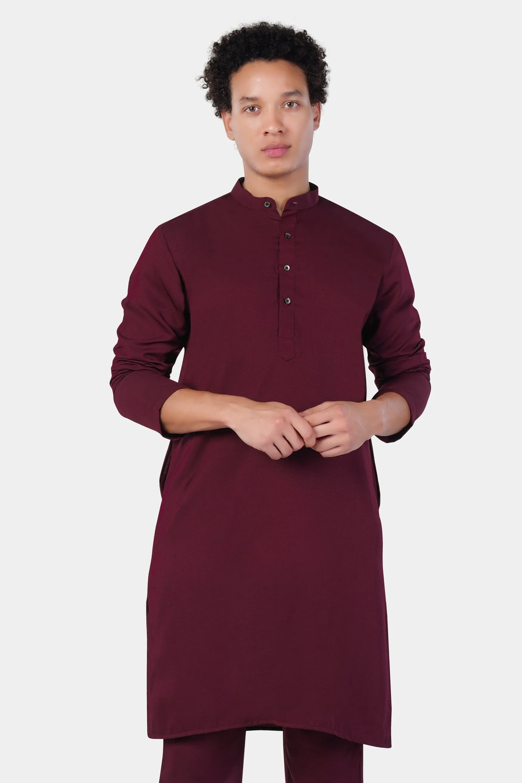 Aubergine Maroon Subtle Sheen Viscose Kurta Set