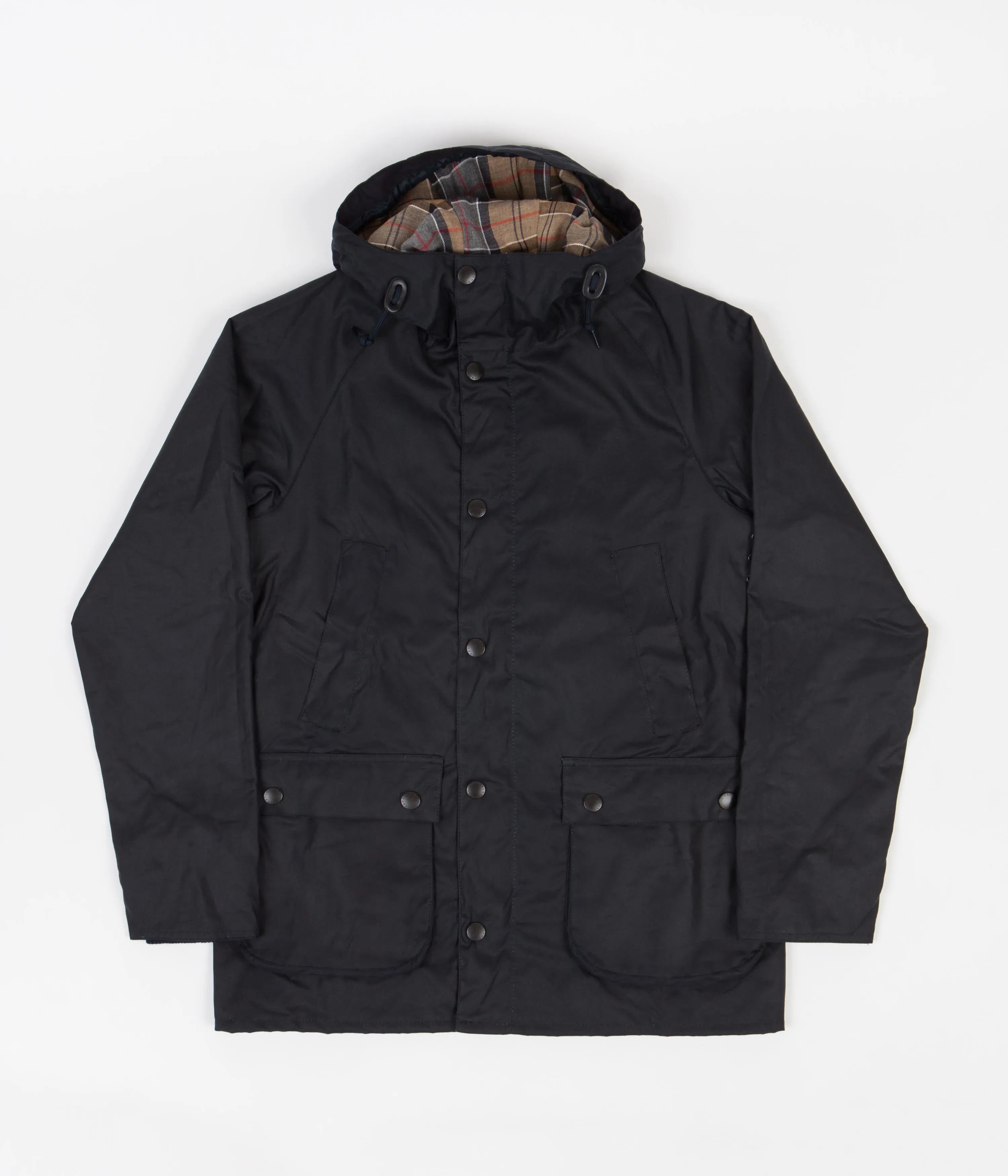 Barbour White Label Slim Bedale Hooded Wax Jacket - Navy