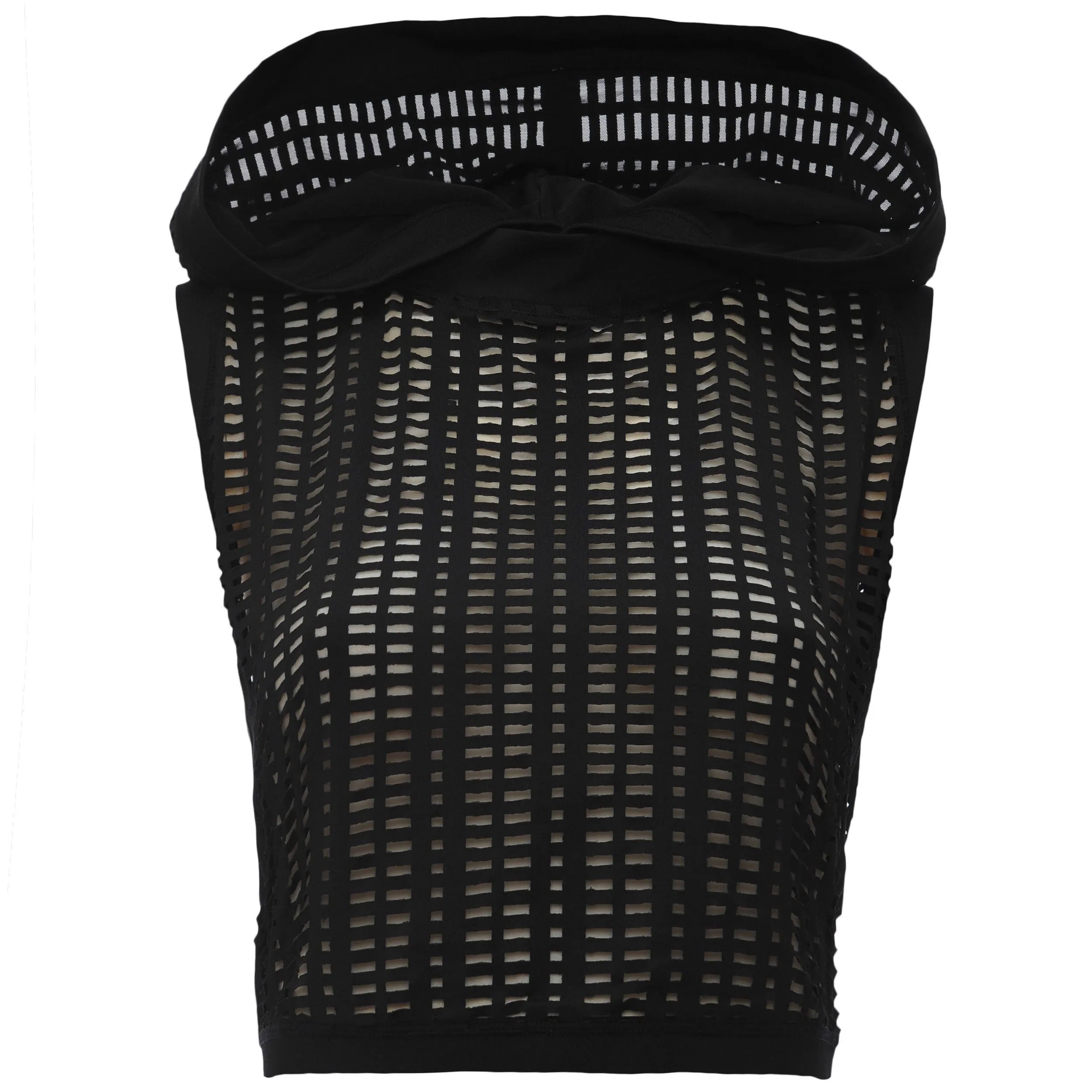 Black Active Crop Top with Mesh Inserts