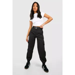 Black Cargo High Waist Joggers