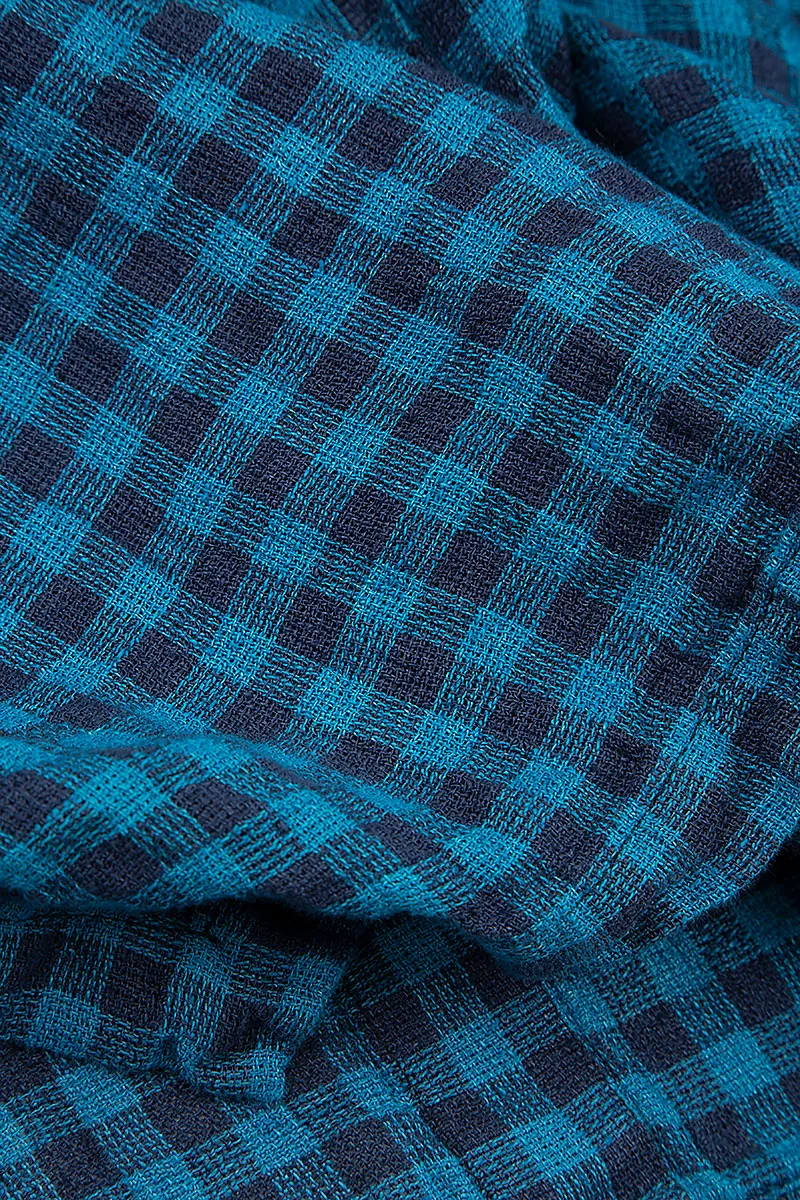 Blue Check Linen Scarf