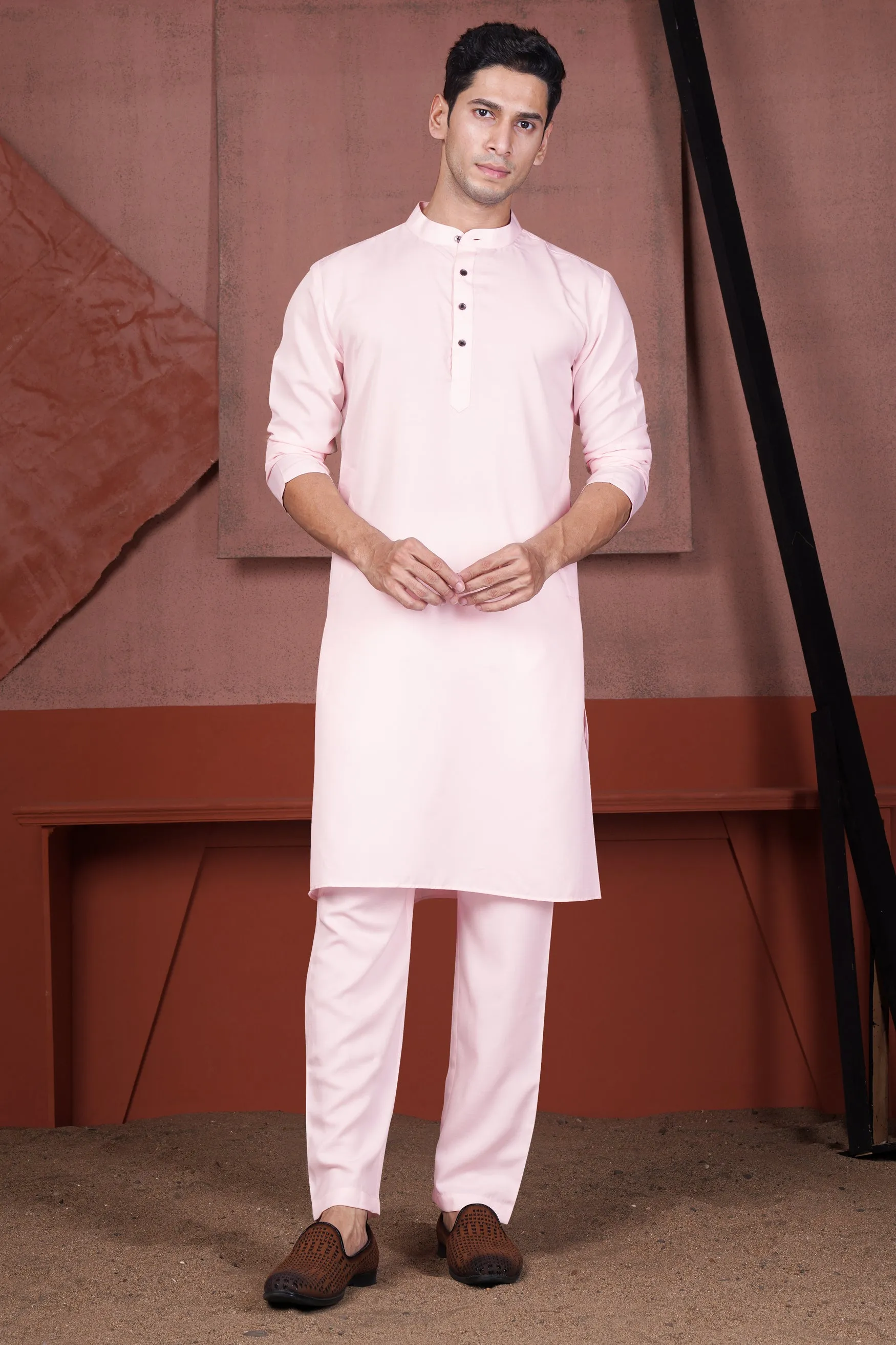 Blush Peach Viscose Kurta Set