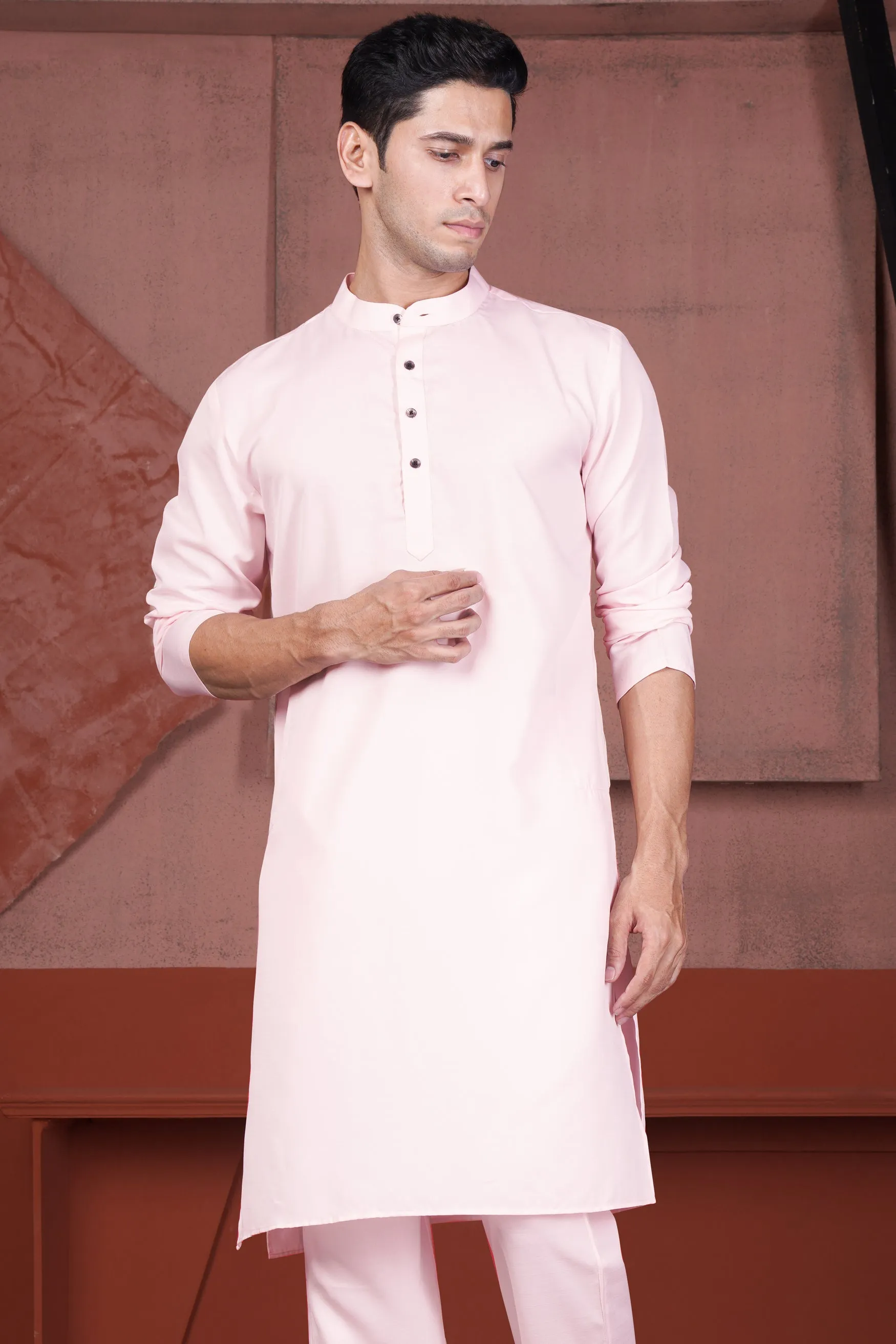 Blush Peach Viscose Kurta Set