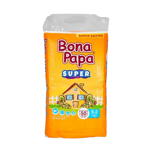 BONA PAPA SUPER BABY DIAPERS S-2 MINI 3-6 KG 50PCS