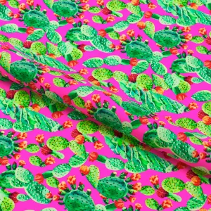 Cactus Leaves Printed Spandex Fabric | Blue Moon Fabrics