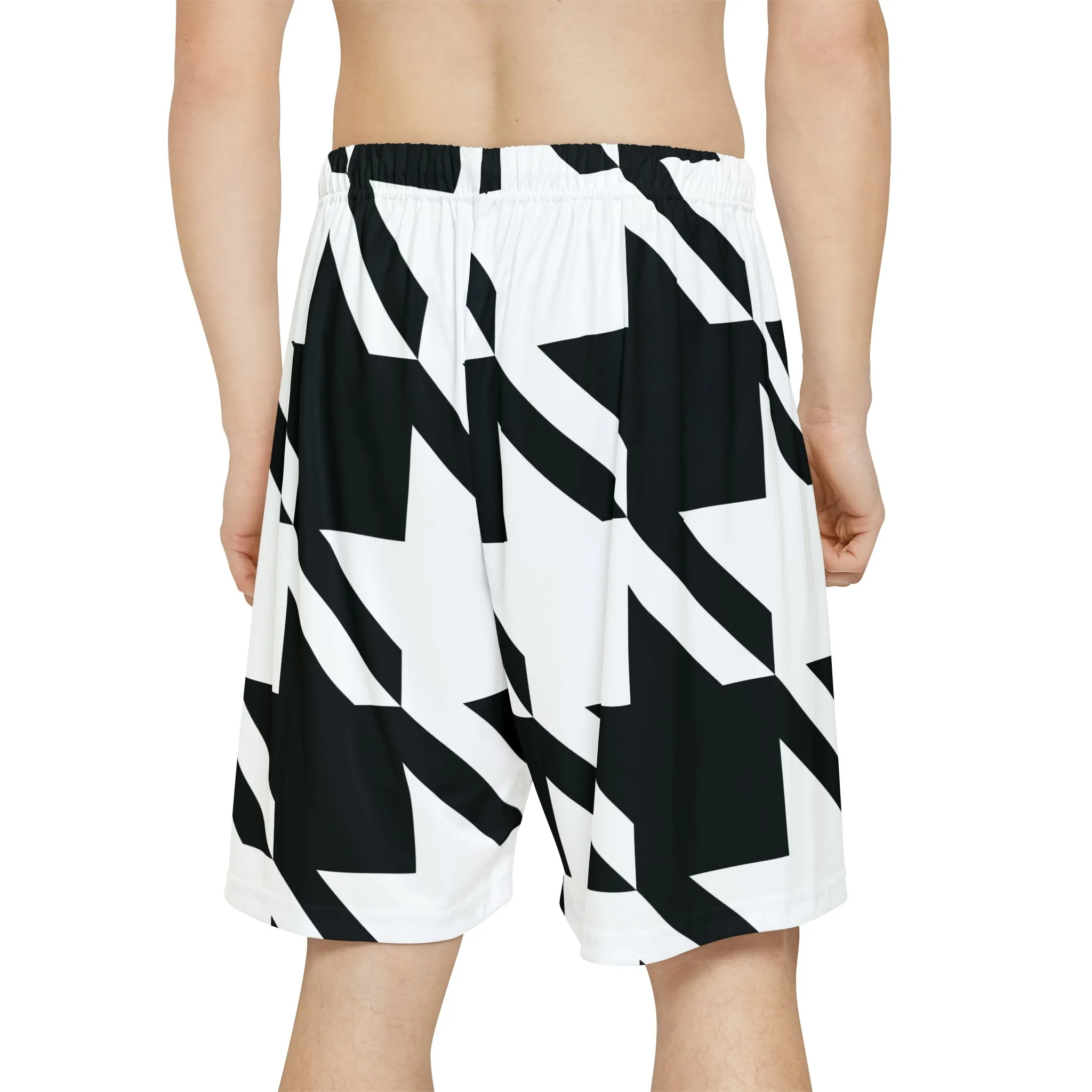 Dynamic Comfort: Men's Houndstooth Athletic Shorts - Pocket-Free