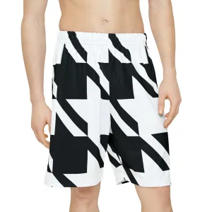 Dynamic Comfort: Men's Houndstooth Athletic Shorts - Pocket-Free