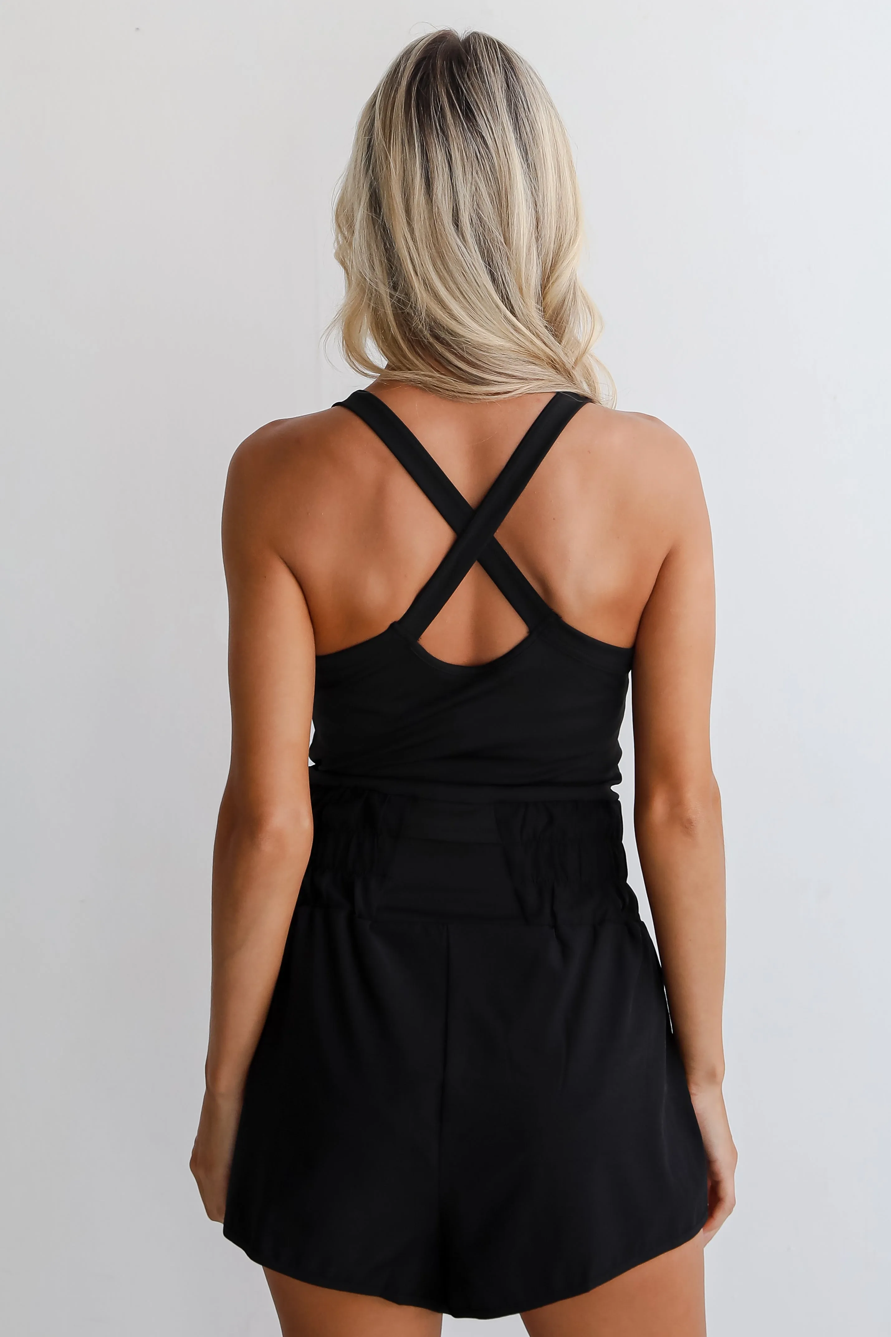 FINAL SALE - Get To It Black Athletic Romper