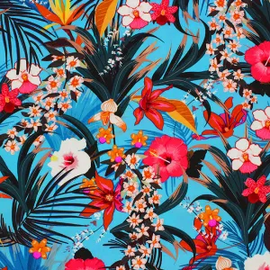 Hawaii Blooms Printed Spandex Fabric | Blue Moon Fabrics