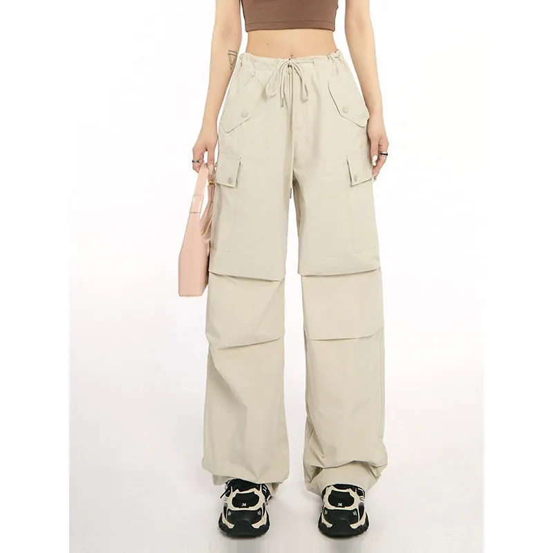 High-Waist Drawstring Cargo Joggers