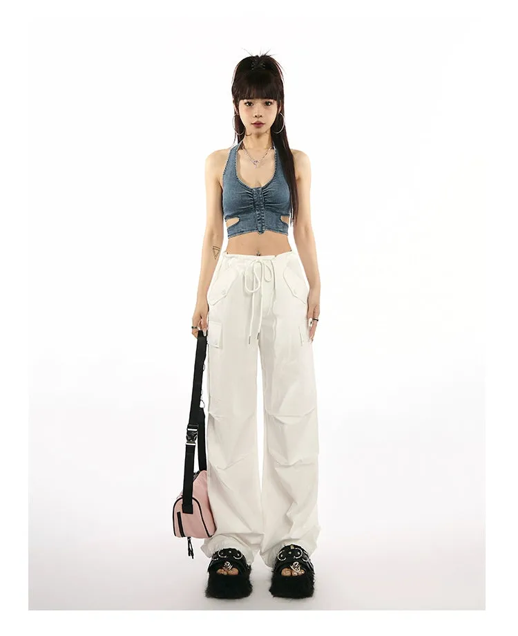 High-Waist Drawstring Cargo Joggers