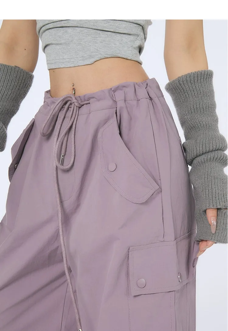 High-Waist Drawstring Cargo Joggers