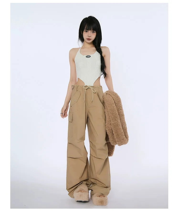 High-Waist Drawstring Cargo Joggers