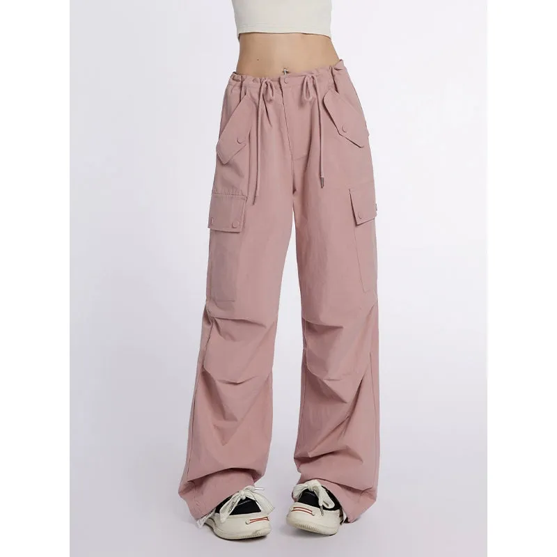 High-Waist Drawstring Cargo Joggers