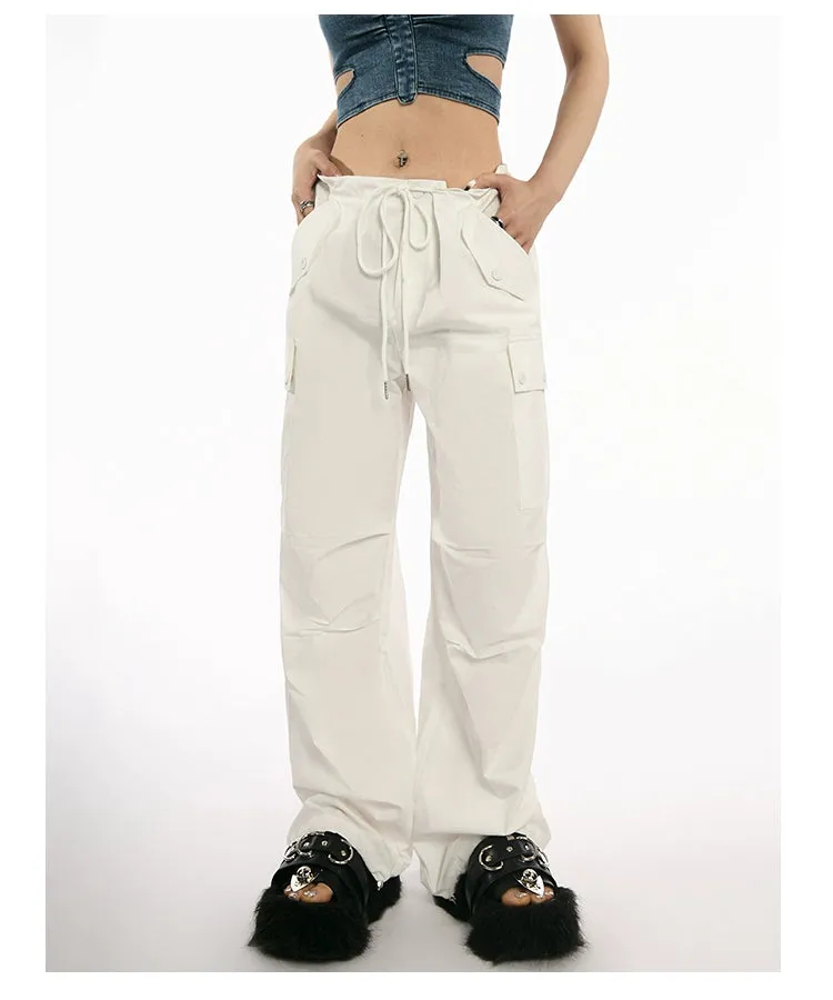 High-Waist Drawstring Cargo Joggers