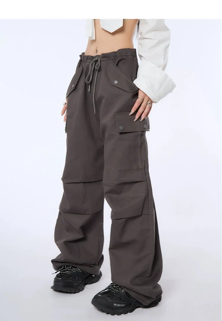 High-Waist Drawstring Cargo Joggers