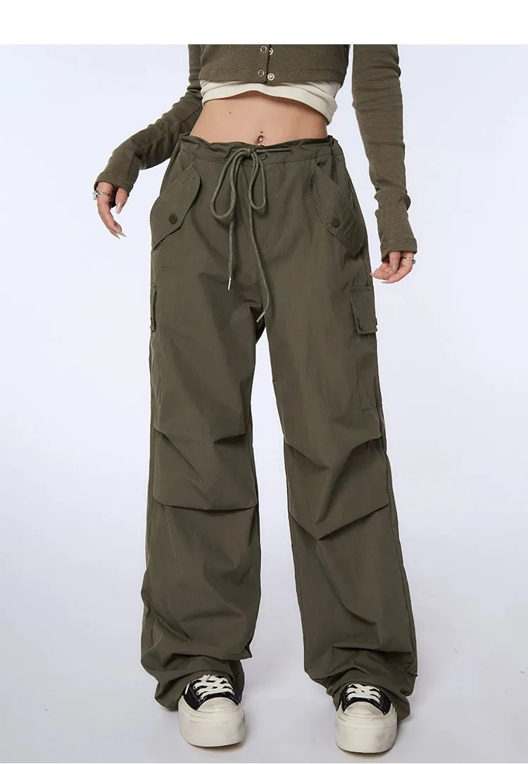 High-Waist Drawstring Cargo Joggers