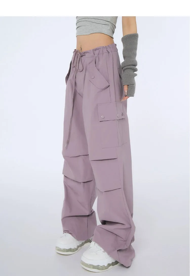 High-Waist Drawstring Cargo Joggers