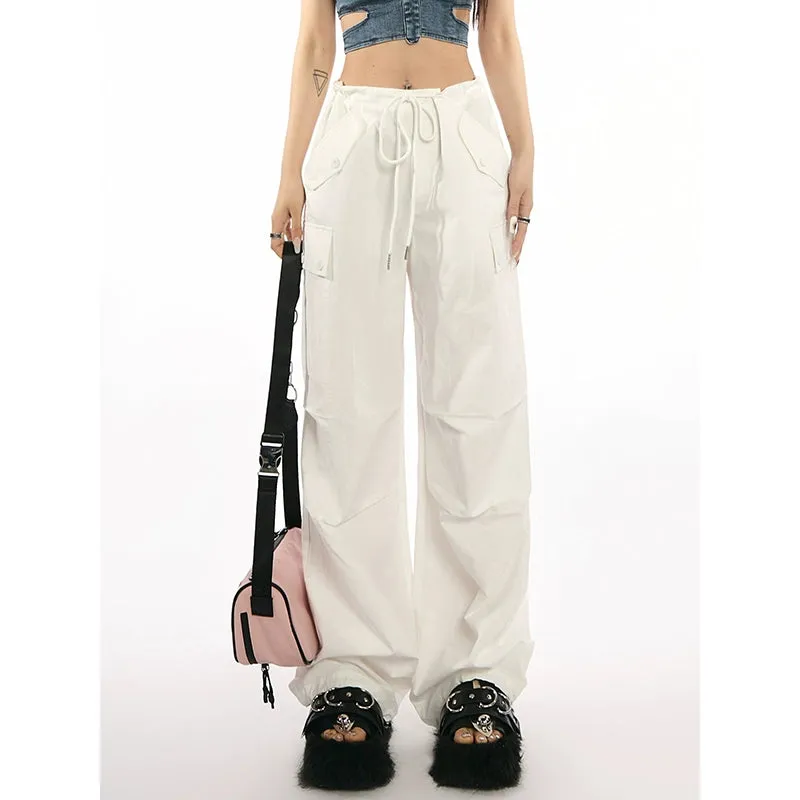 High-Waist Drawstring Cargo Joggers