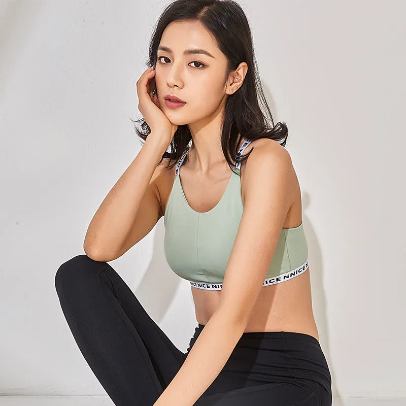 Letter strap sports bra