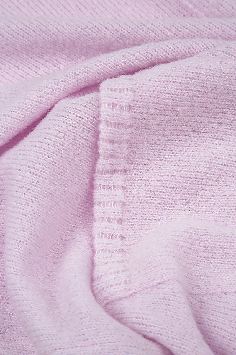 Long Open Light Pink Wool Cardigan