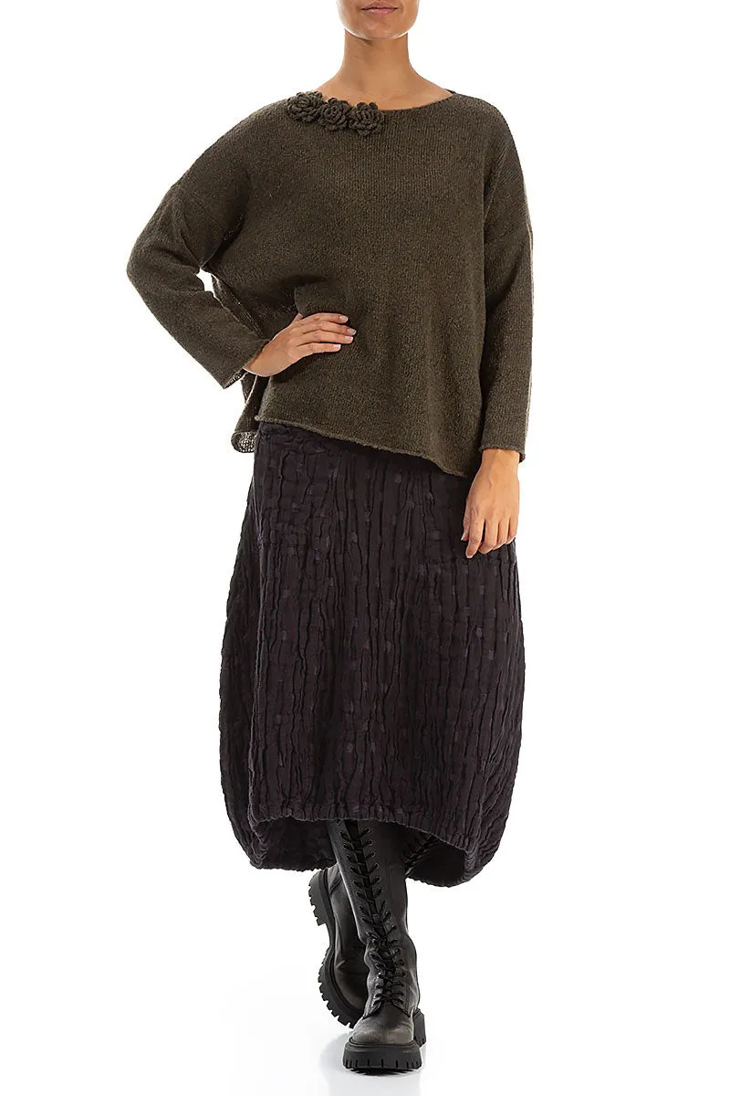 Longer Back Vintage Violet Textured Linen Skirt